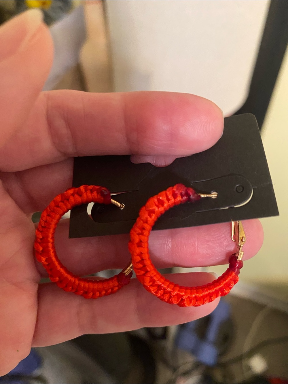Red Wrapped Hoop Earrings - Stylish Women Jewelry